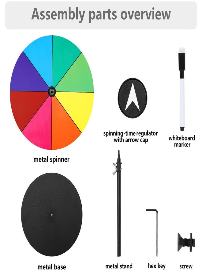 Airpark Prize Wheel Dry Erase 8 Inch Spinning Wheel for Prizes All Metal Tabletop Roulette Wheel of Fortune for Party Birthday Wedding Housewarming Christmas New Year Graduation and Carnival Games - Image 3